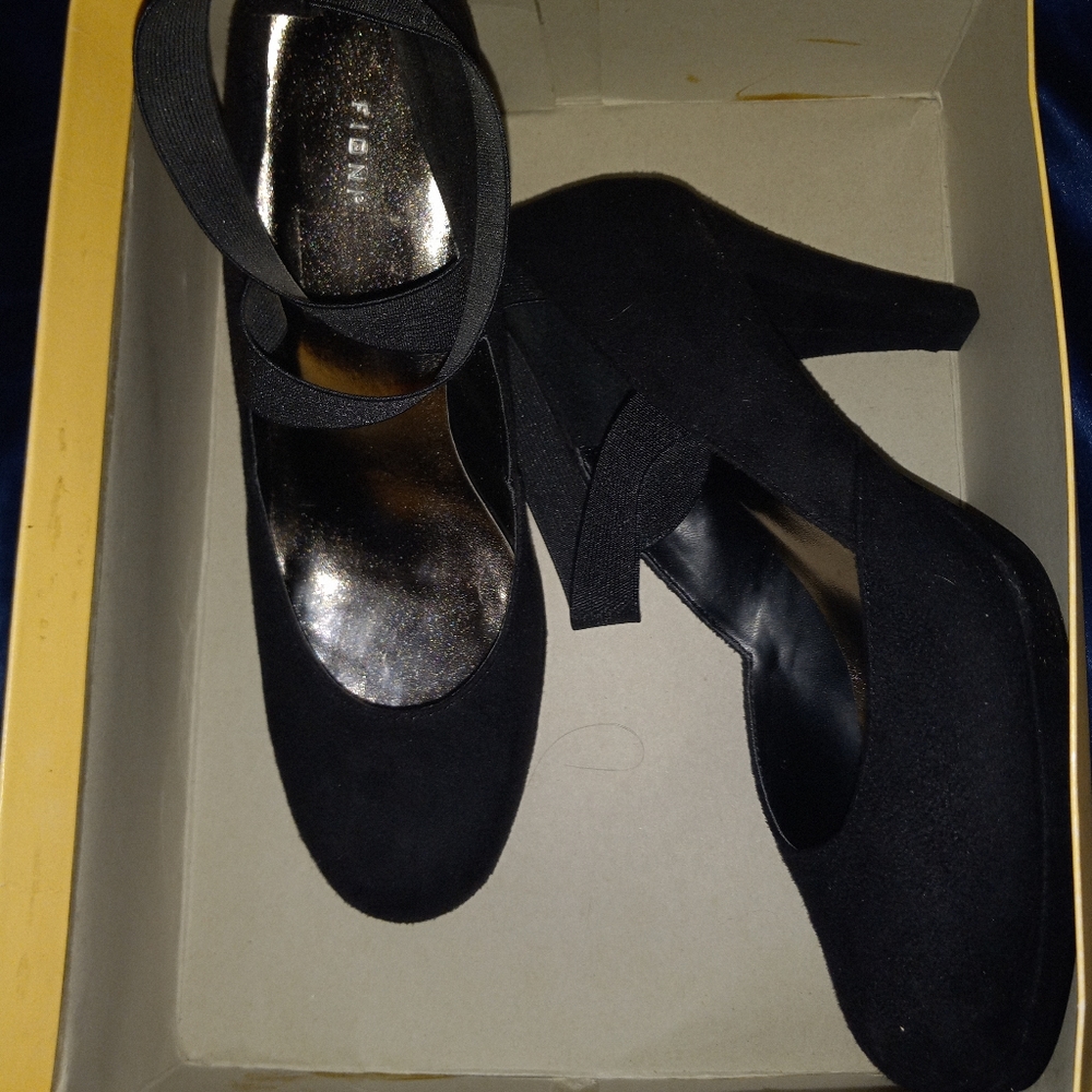 Black Fioni Suede Heels